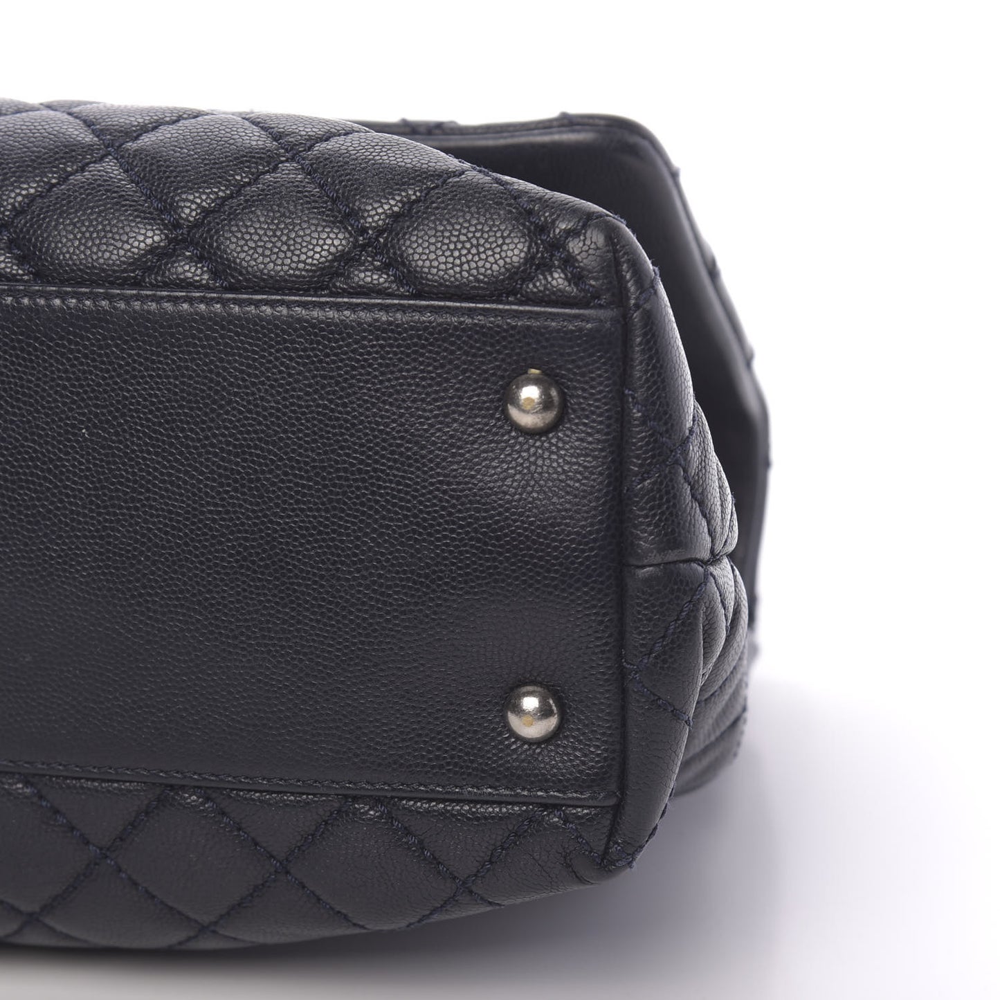 Caviar Quilted Medium Coco Handle Flap Navy Blue