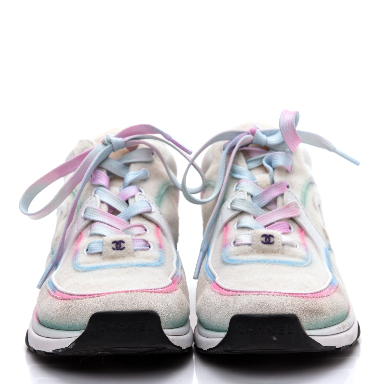 Chanel Wool Suede Calfskin CC Sneakers 37 Multicolor 2 of 9