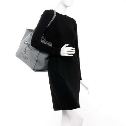 Chanel Woven Straw Raffia Large Deauville Tote Grey 2 of 8