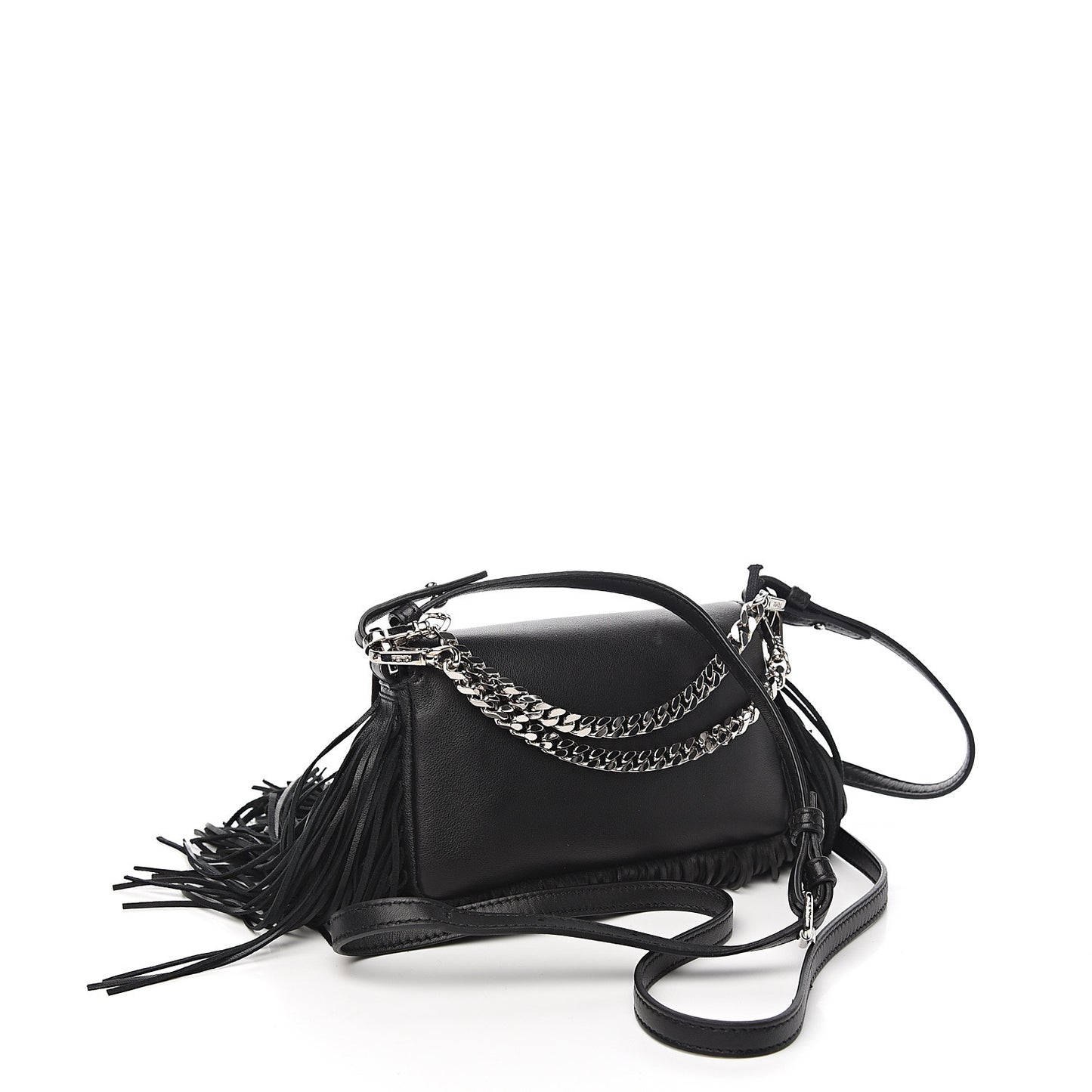 Nappa Monster Fringe Micro Baguette Black