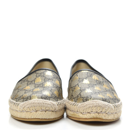 Gucci GG Supreme Monogram Bees Espadrille Flats 38.5 Beige Ebony Oro Black 2 of 11