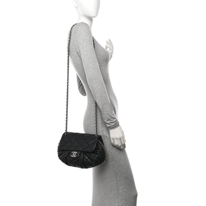 Chanel Washed Lambskin Quilted Medium Chain Around Messenger Black 2 of 12