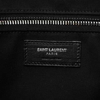 Saint Laurent Raffia Linen Calfskin Rive Gauche Tote Naturale Black 6 of 11