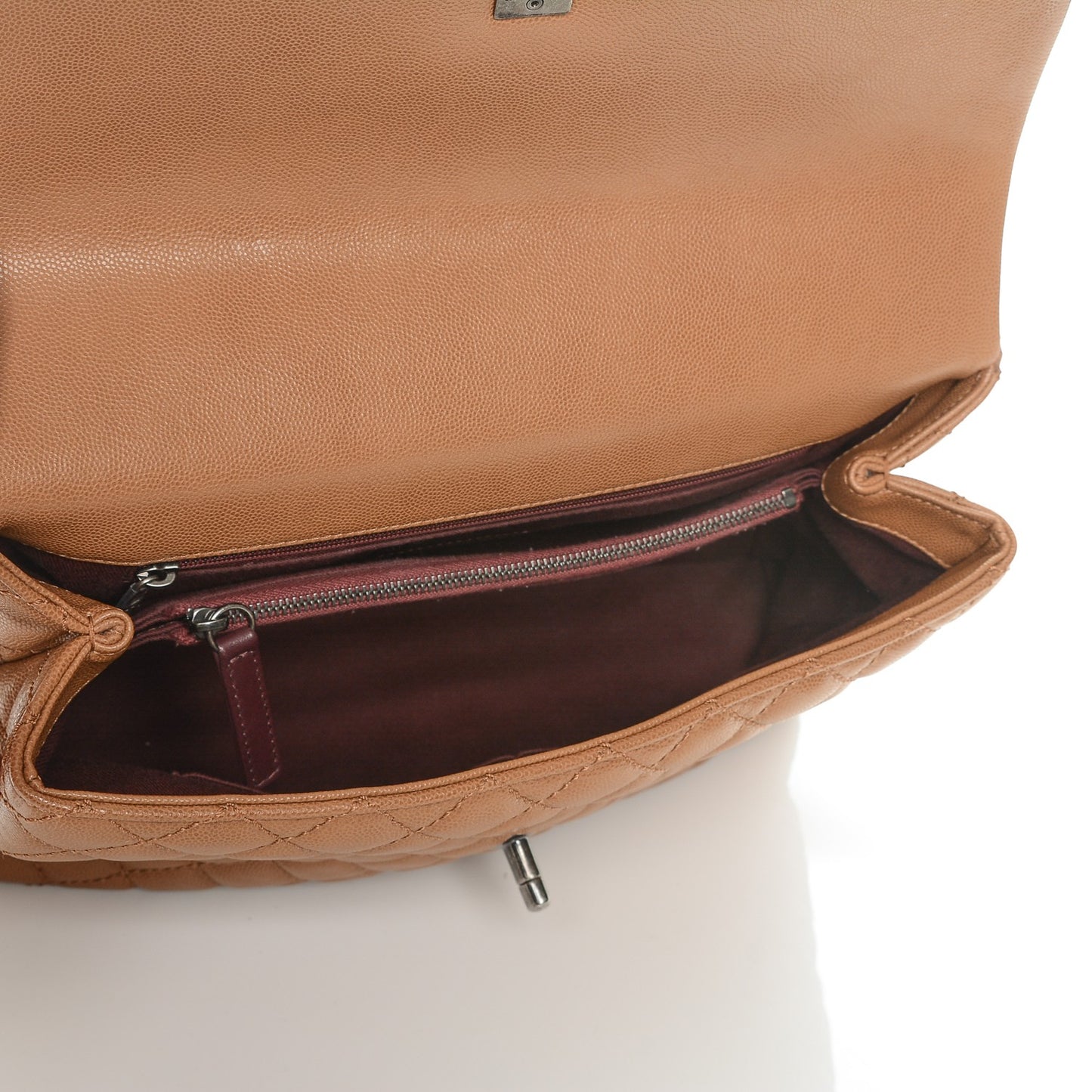 Caviar Quilted Medium Coco Handle Flap Camel