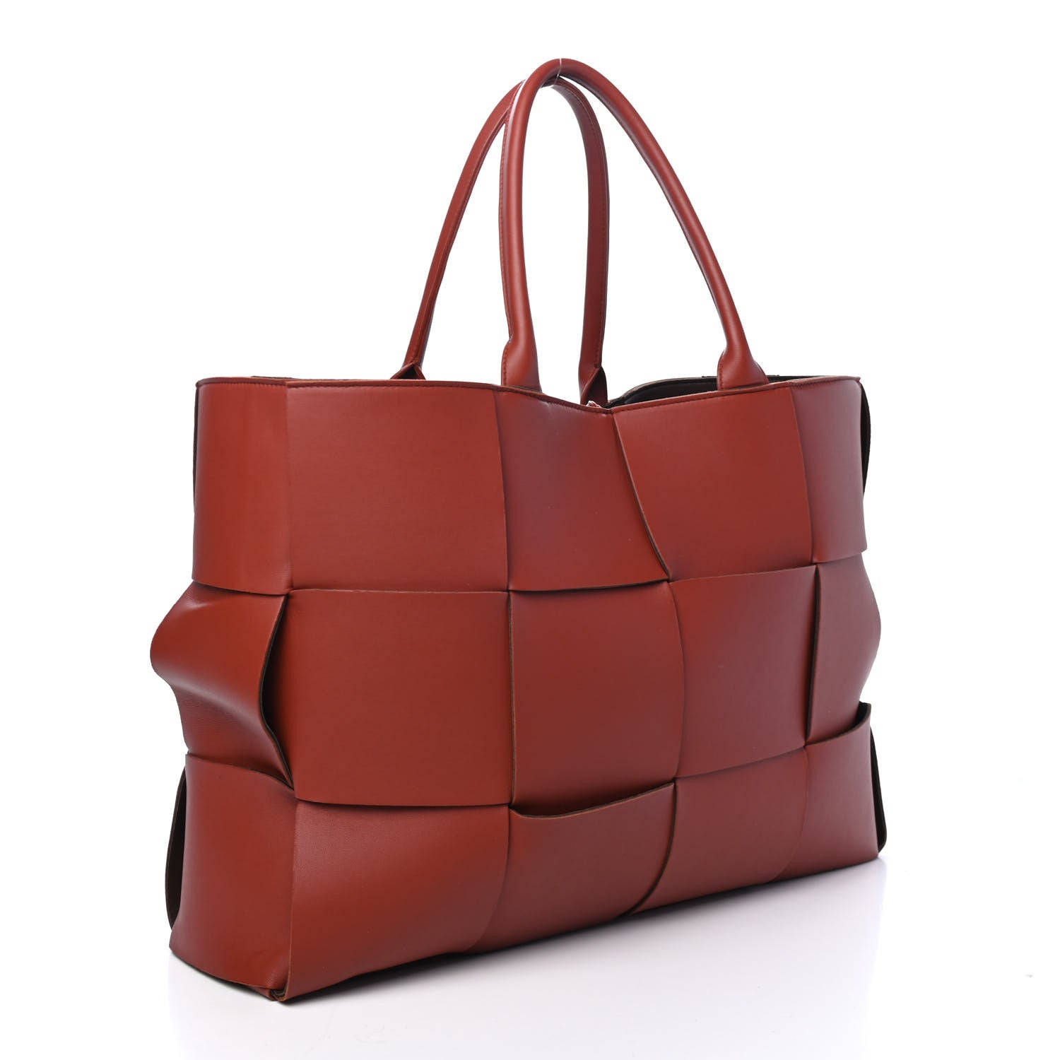 Bottega Veneta Nappa Maxi Intrecciato Mens Arco Tote Red Brown 2 of 5