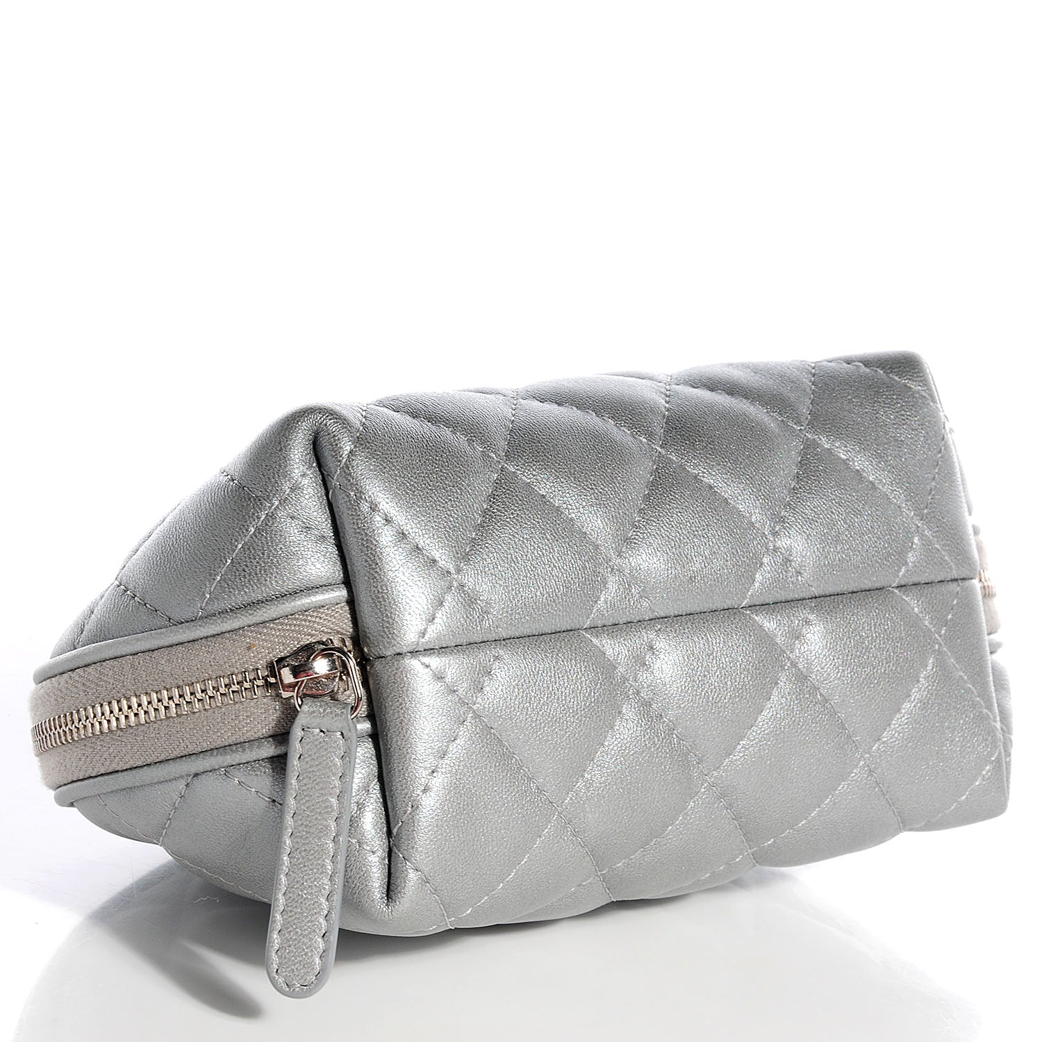 Chanel Lambskin Quilted Cosmetic Case Silver 4 of 7