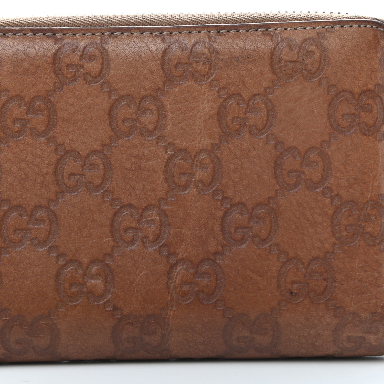 Gucci Guccissima Bamboo Tassel Zip Around Wallet Natural Brown 9 of 12