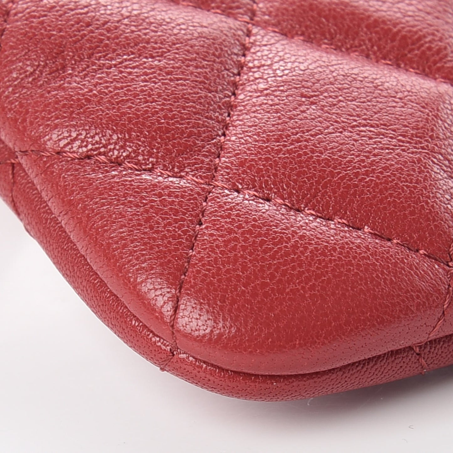 Sheepskin Quilted Small Vintage Mademoiselle Cosmetic Case Red