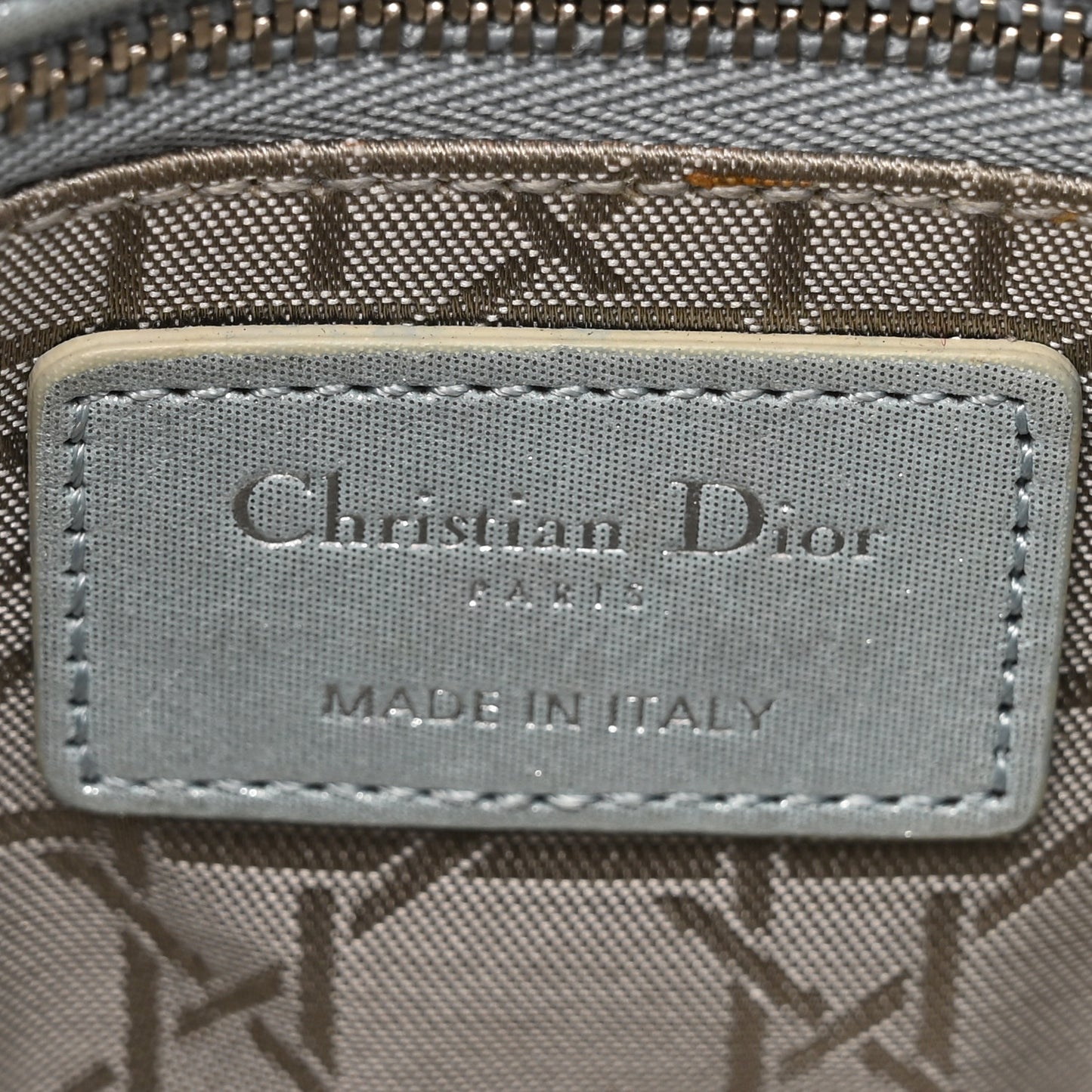 Metallic Lambskin Cannage Mini Lady Dior Light Blue