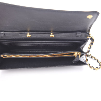 Prada Saffiano Metal Oro Chain Wallet Black 4 of 10