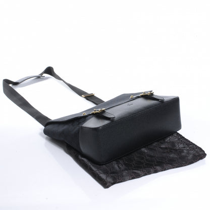 Gucci Monogram Calfskin Double Buckle Flap Messenger Bag Black 4 of 7
