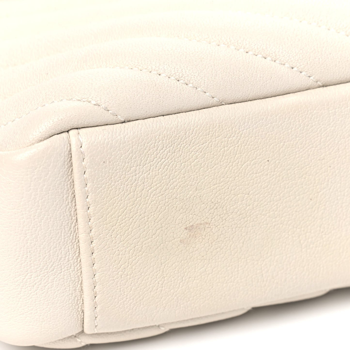 Sheepskin Matelasse Chevron Monogram Medium College Bag Dove White