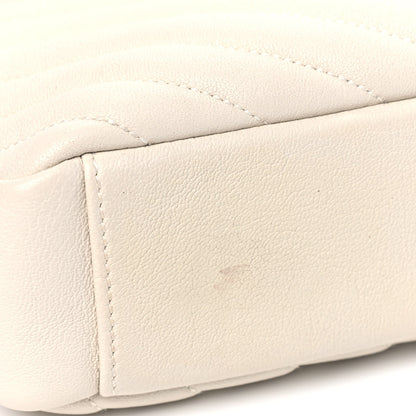 Saint Laurent Sheepskin Matelasse Chevron Monogram Medium College Bag Dove White 8 of 9