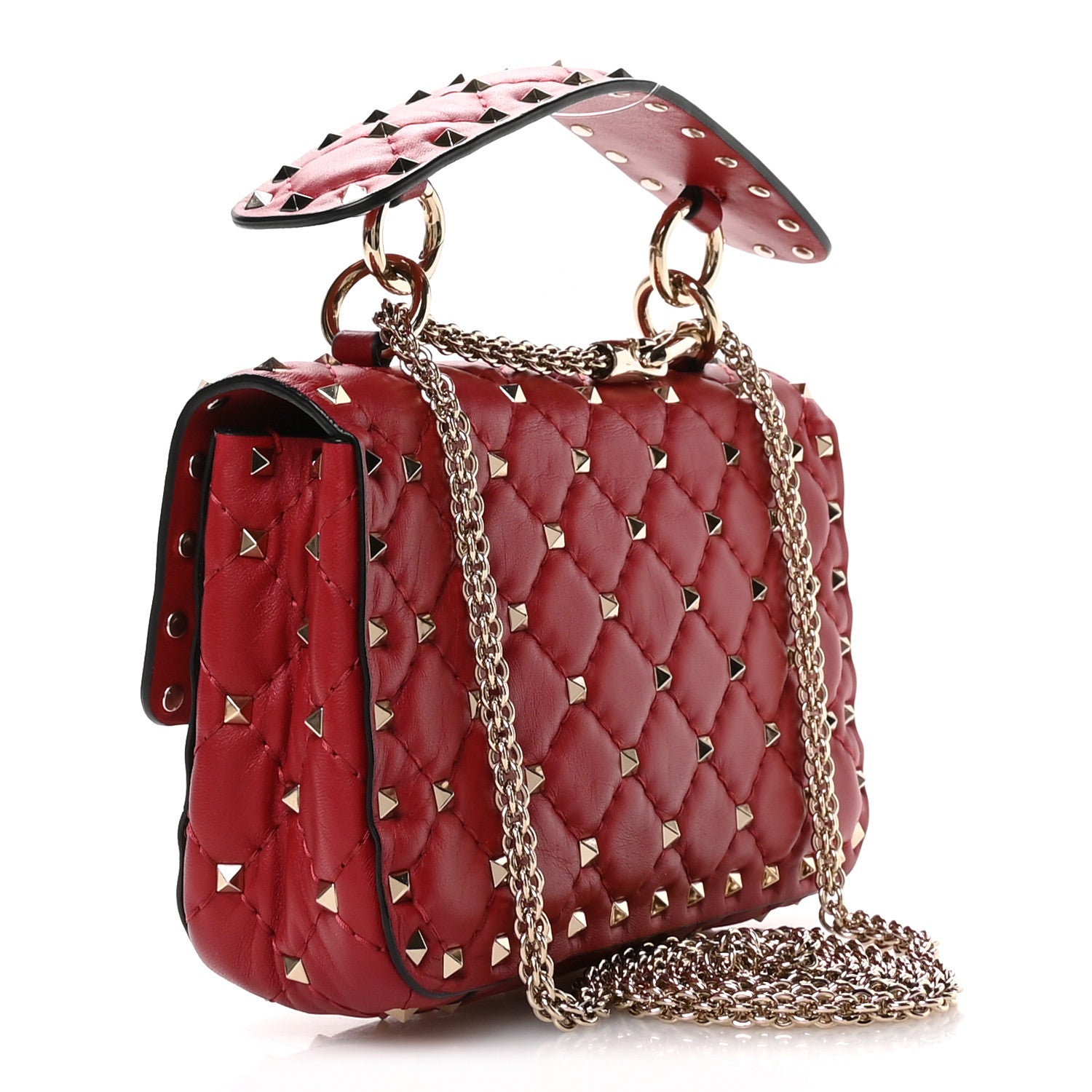 Valentino Garavani Lambskin Small Rockstud Spike Shoulder Bag Red 3 of 10