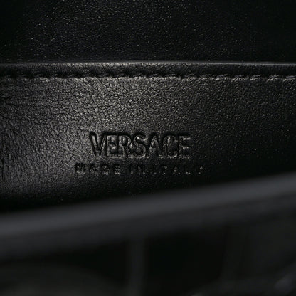 Versace Calfskin Crocodile Embossed Greca Goddess Mini Top Handle Bag Black 6 of 9