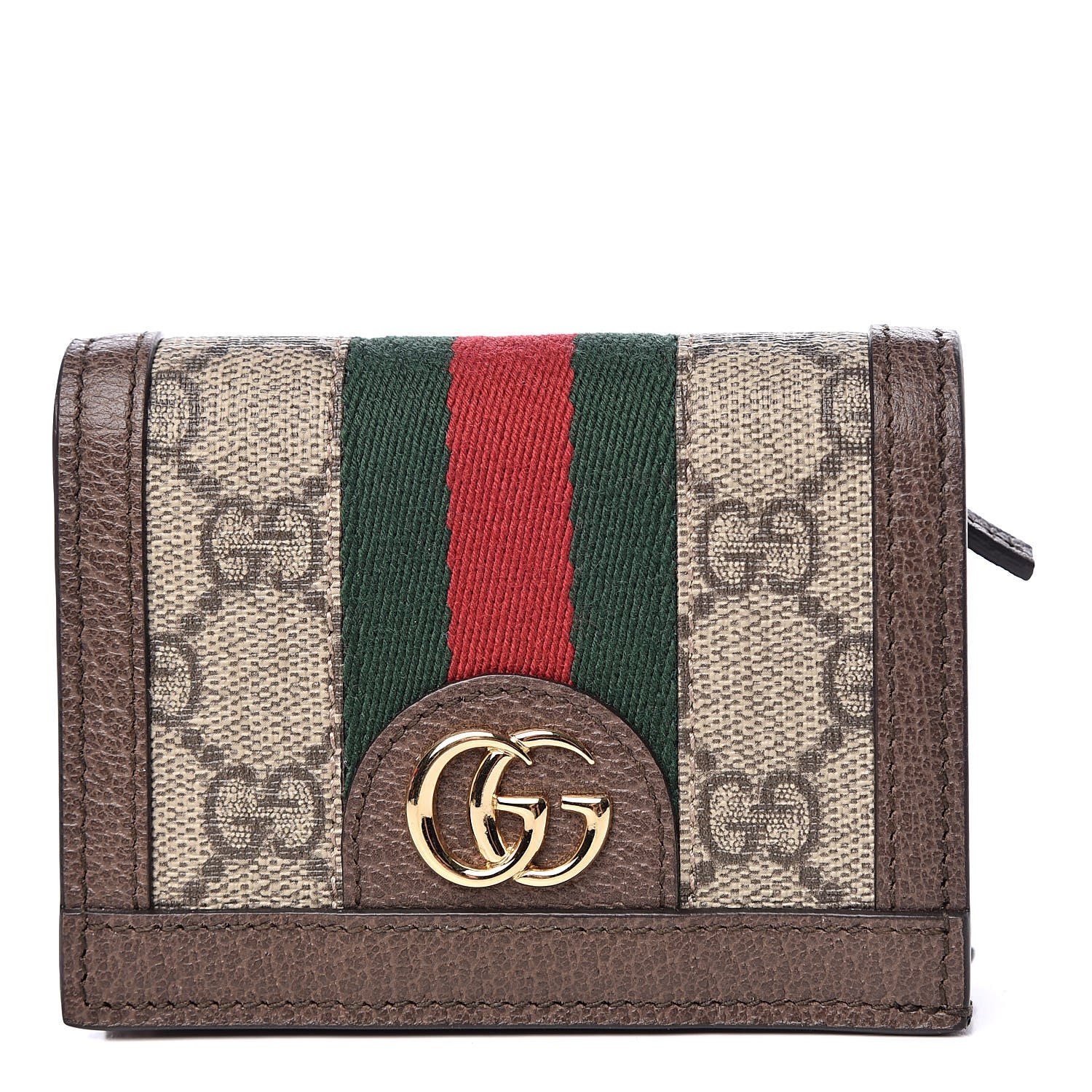 Gucci GG Supreme Monogram Web Ophidia Card Case Beige New Acero 1 of 11