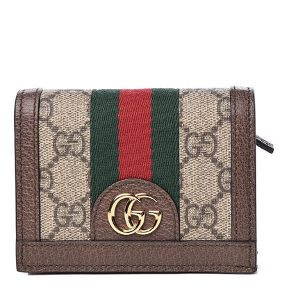 Gucci GG Supreme Monogram Web Ophidia Card Case Beige New Acero 1 of 11