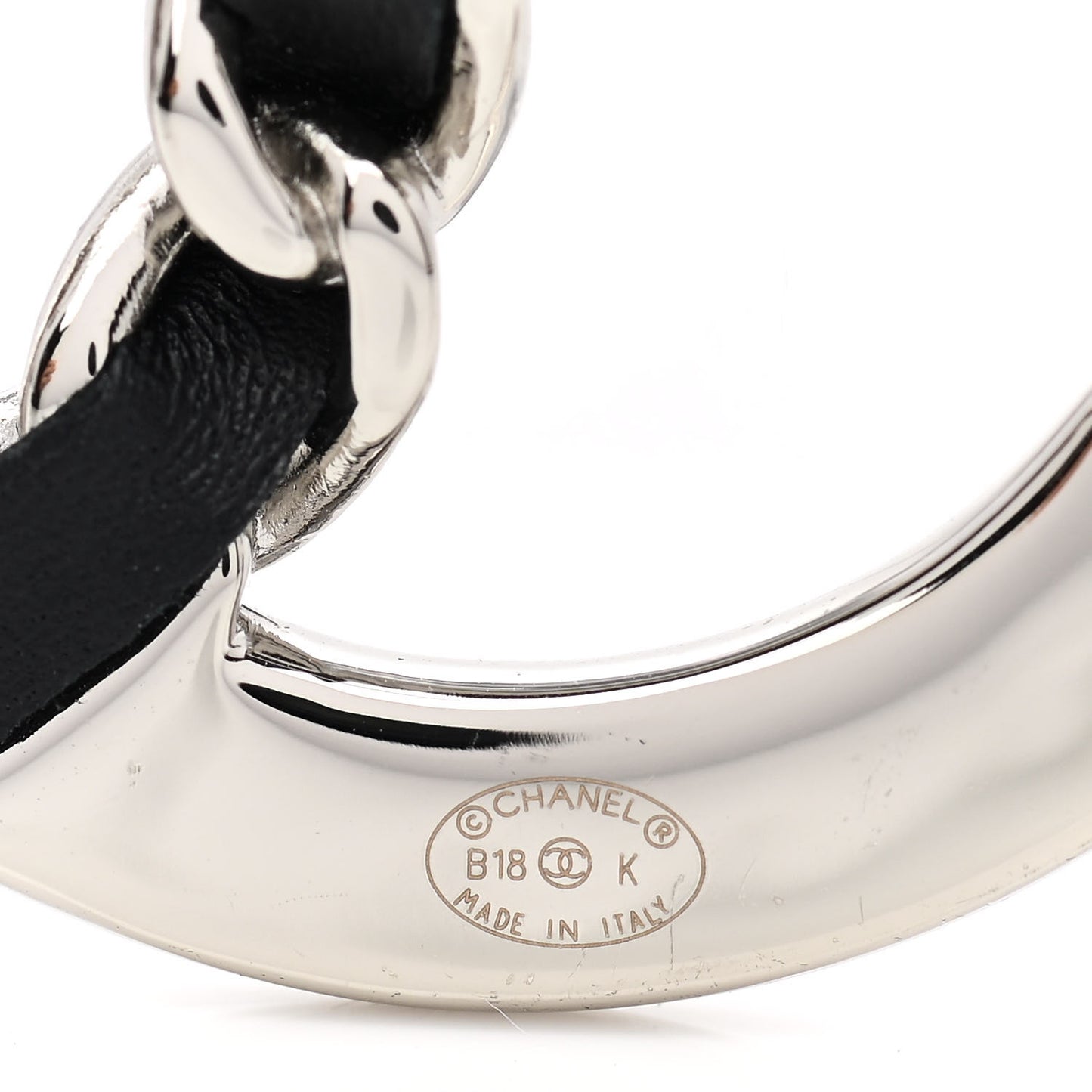 Lambskin Baguette Crystal CC Chain Brooch Black Silver