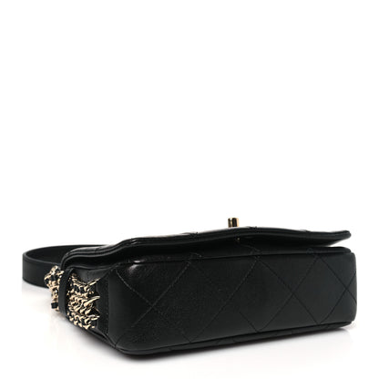 Chanel Lambskin Quilted Small Chain Rows Flap Black 5 of 11