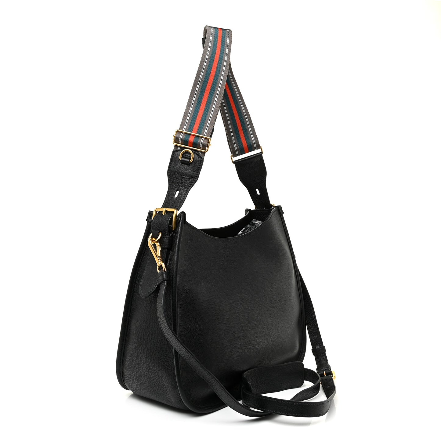 Vitello Phenix Zippered Messenger Hobo Black