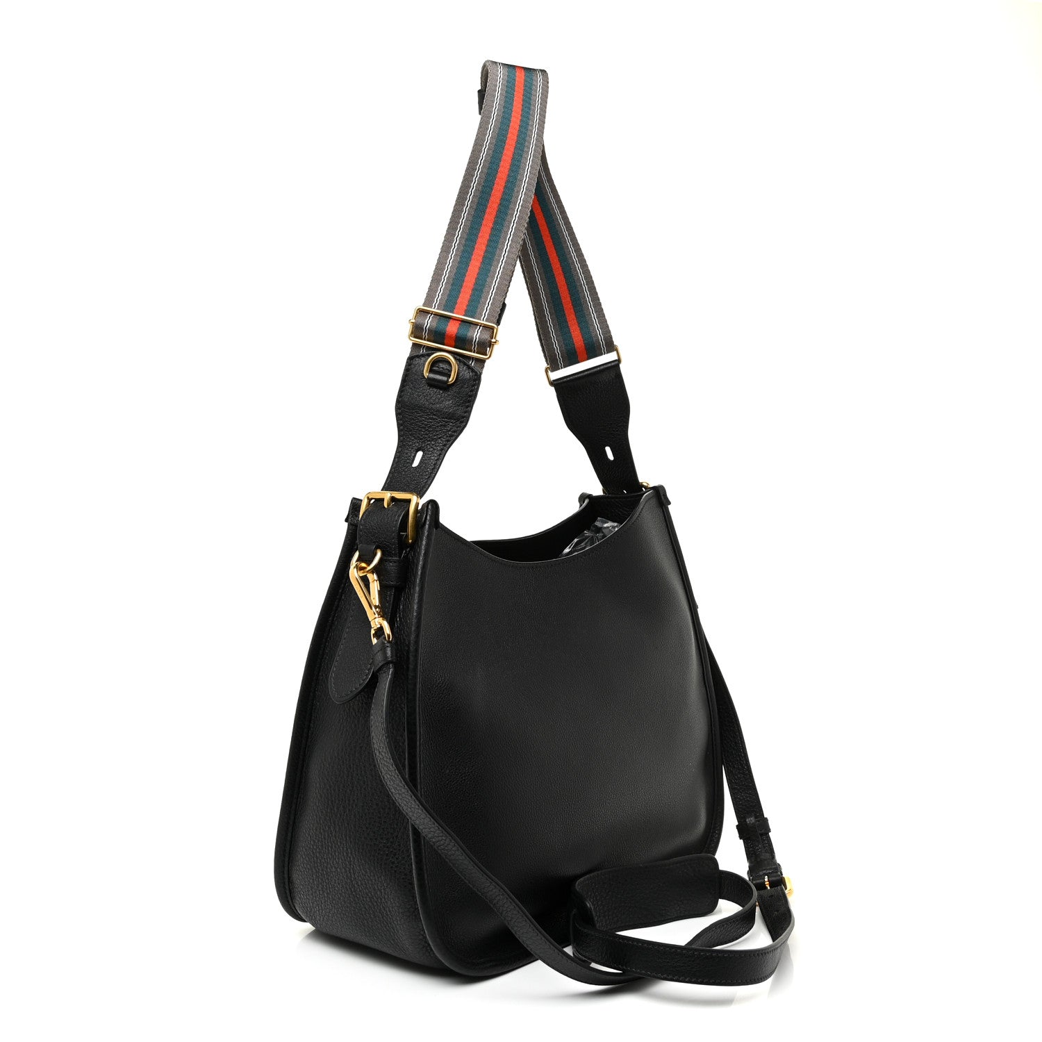 Prada Vitello Phenix Zippered Messenger Hobo Black 3 of 10