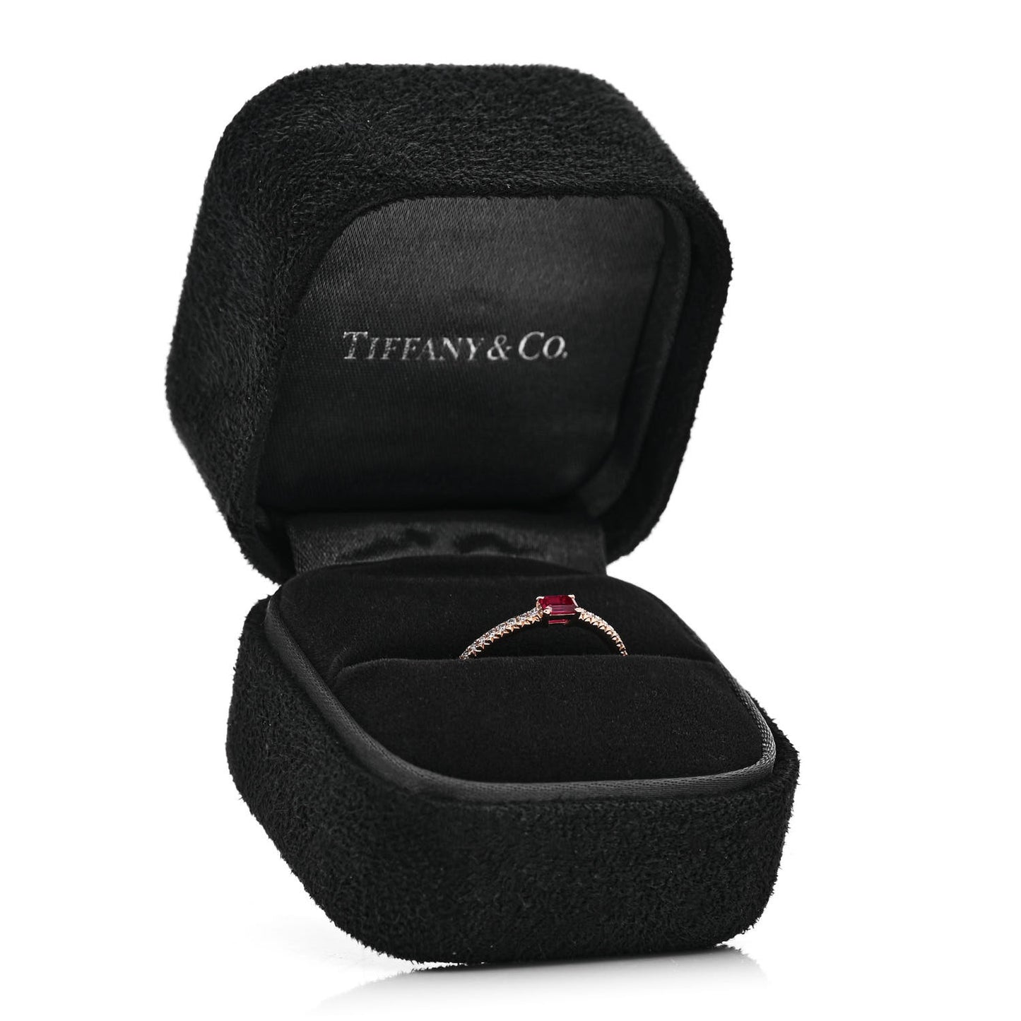 18K Rose Gold Diamond Ruby Novo Horizon Ring 52 6