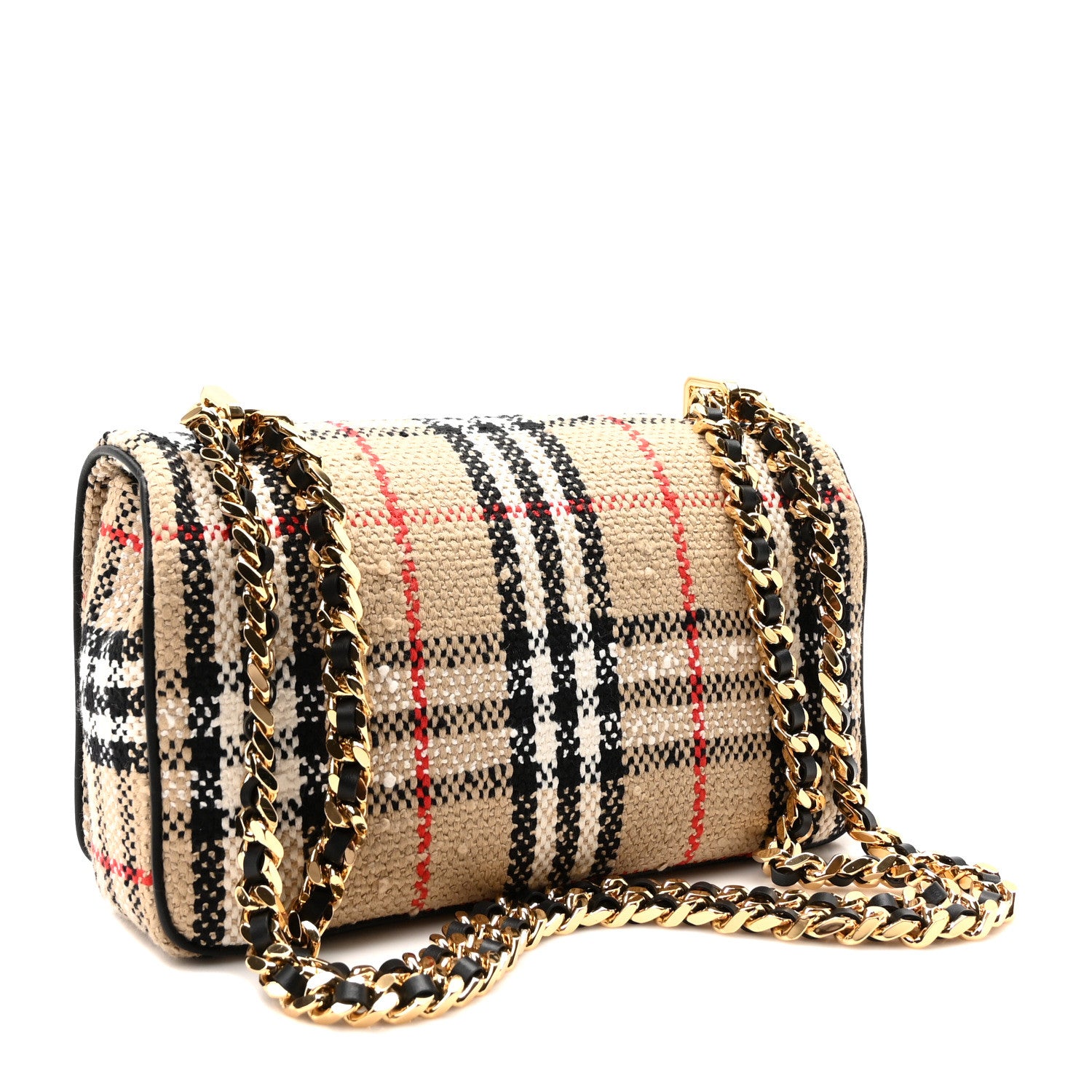 Burberry Calfskin Boucle Check Small Lola Chain Bag Archive Beige 3 of 10