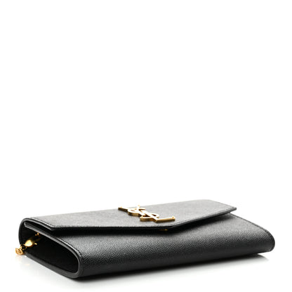 Saint Laurent Grain de Poudre Uptown Chain Wallet Black 5 of 12