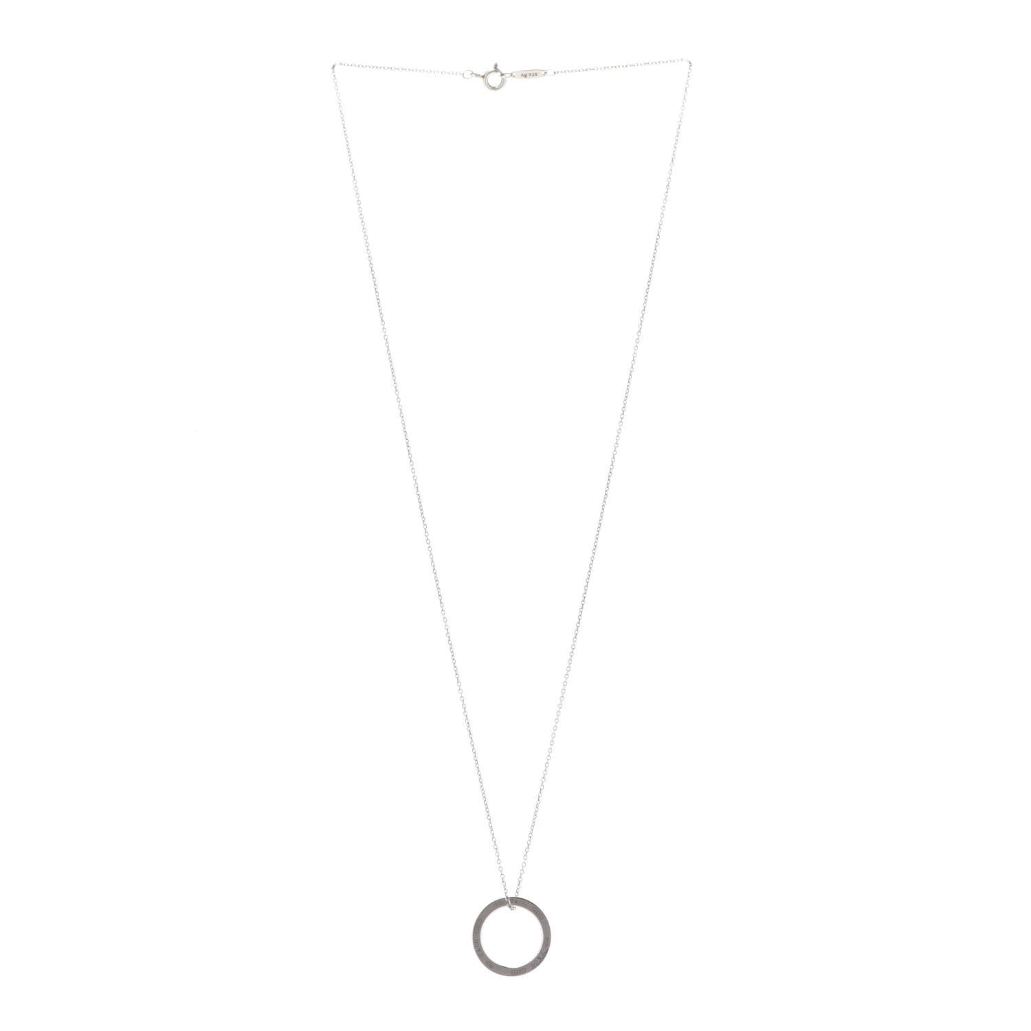 Tiffany Sterling Silver 1837 Circle Pendant Necklace 3 of 7