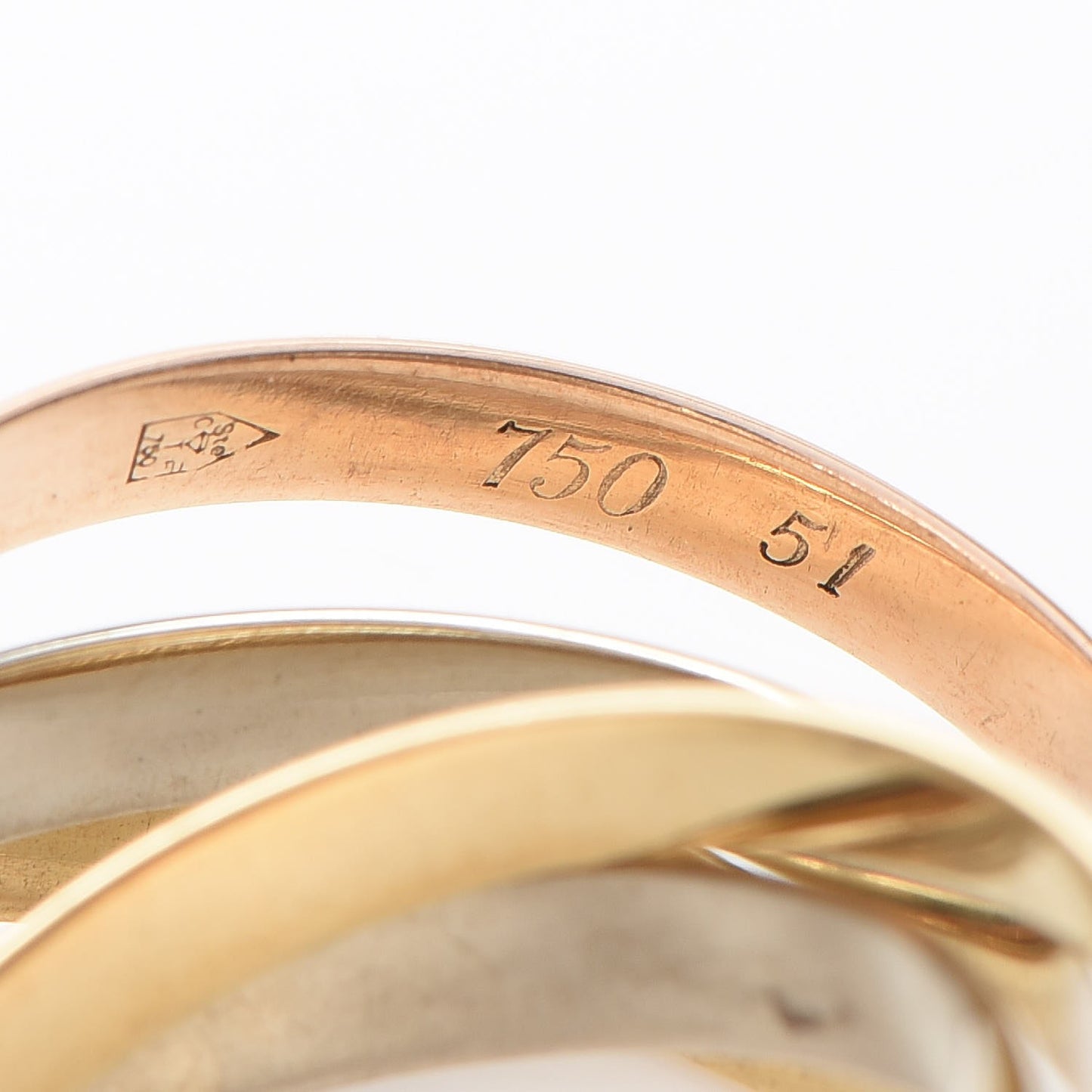 18K Pink Yellow White Gold Les Must De Trinity Five Band Ring 51 5.75