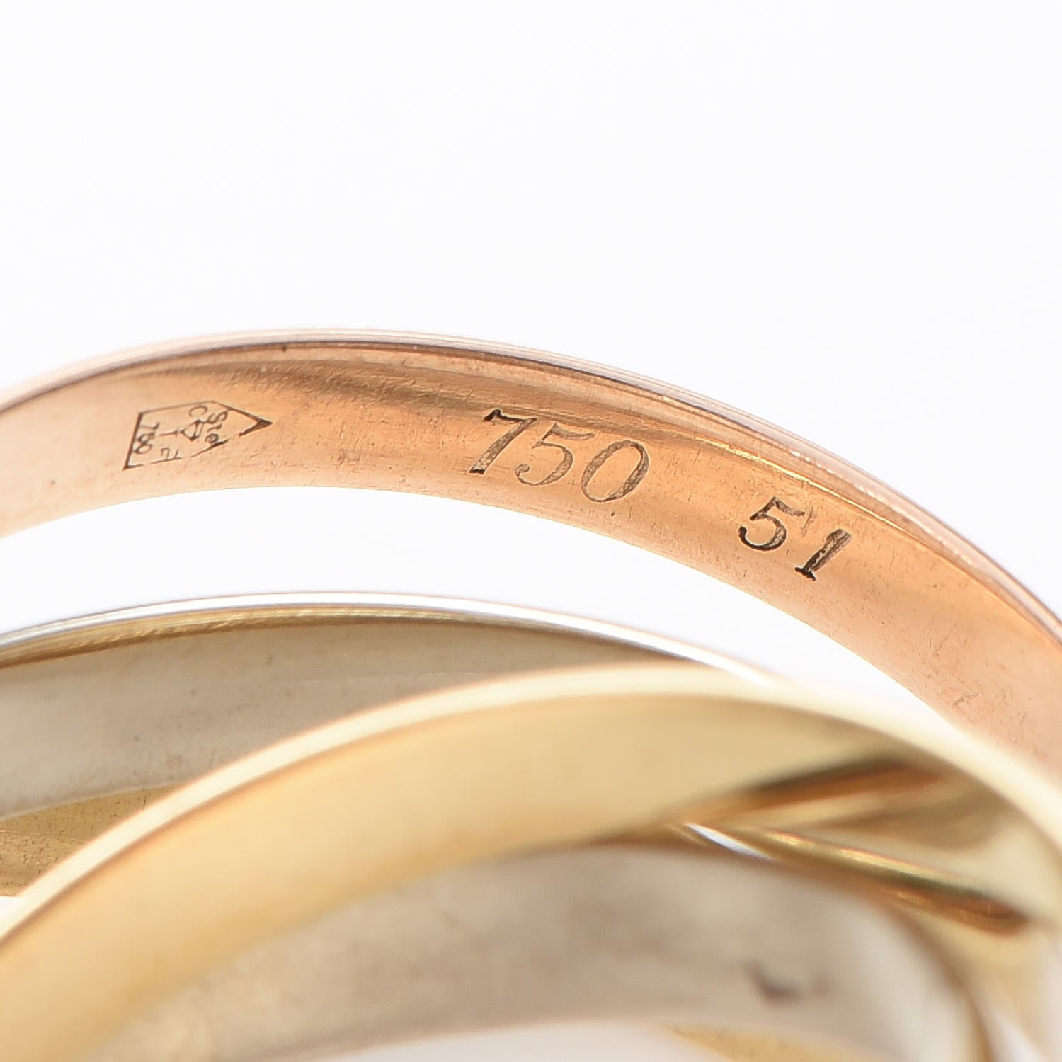 Cartier 18K Pink Yellow White Gold Les Must De Trinity Five Band Ring 51 5.75 7 of 8