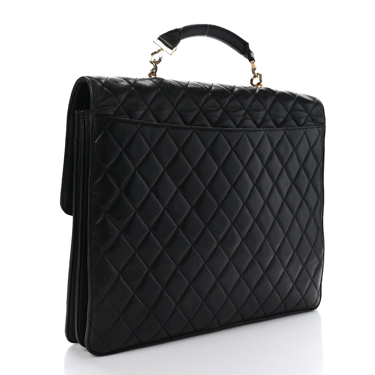 Chanel Lambskin Quilted Briefcase Laptop Bag Black 3 of 10