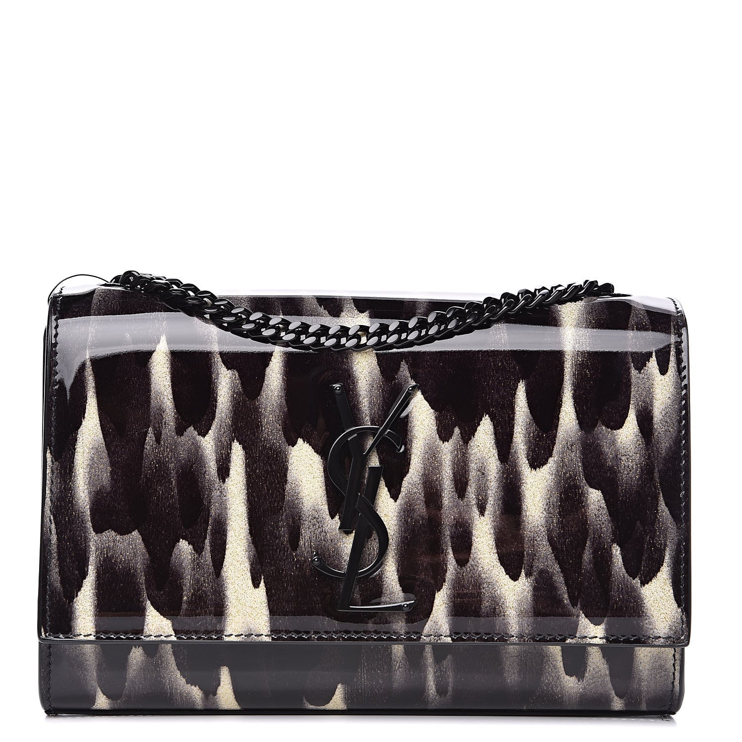 Saint Laurent Patent Small Monogram Kate Satchel Black Ivory Gold 1 of 11
