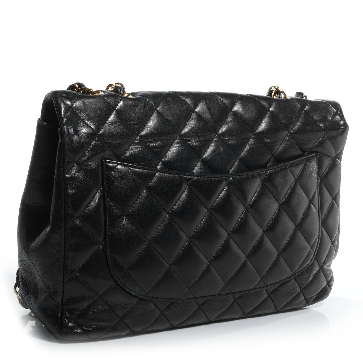 Lambskin Quilted Jumbo Single Flap Black