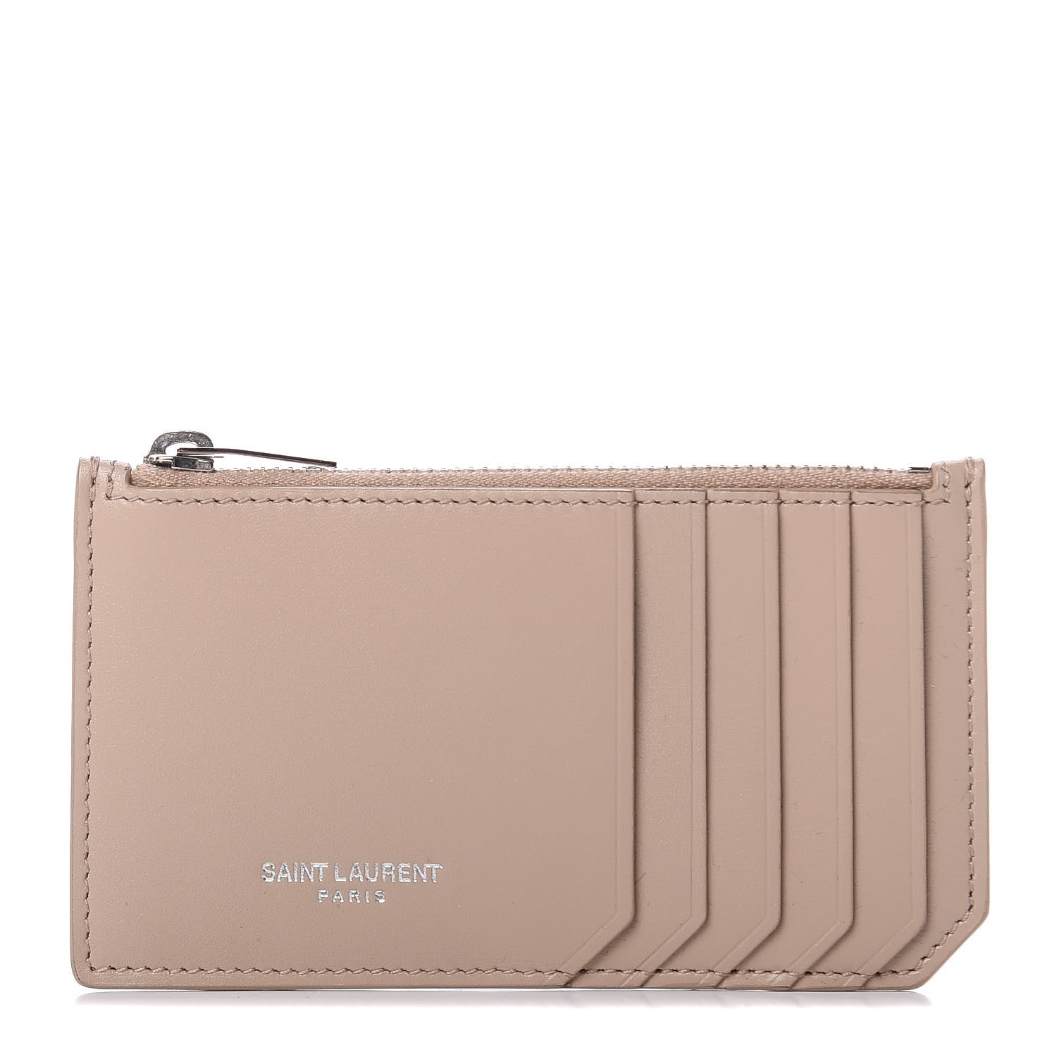 Saint Laurent Calfskin 5 Fragments Zip Pouch Card Holder Nude 1 of 6