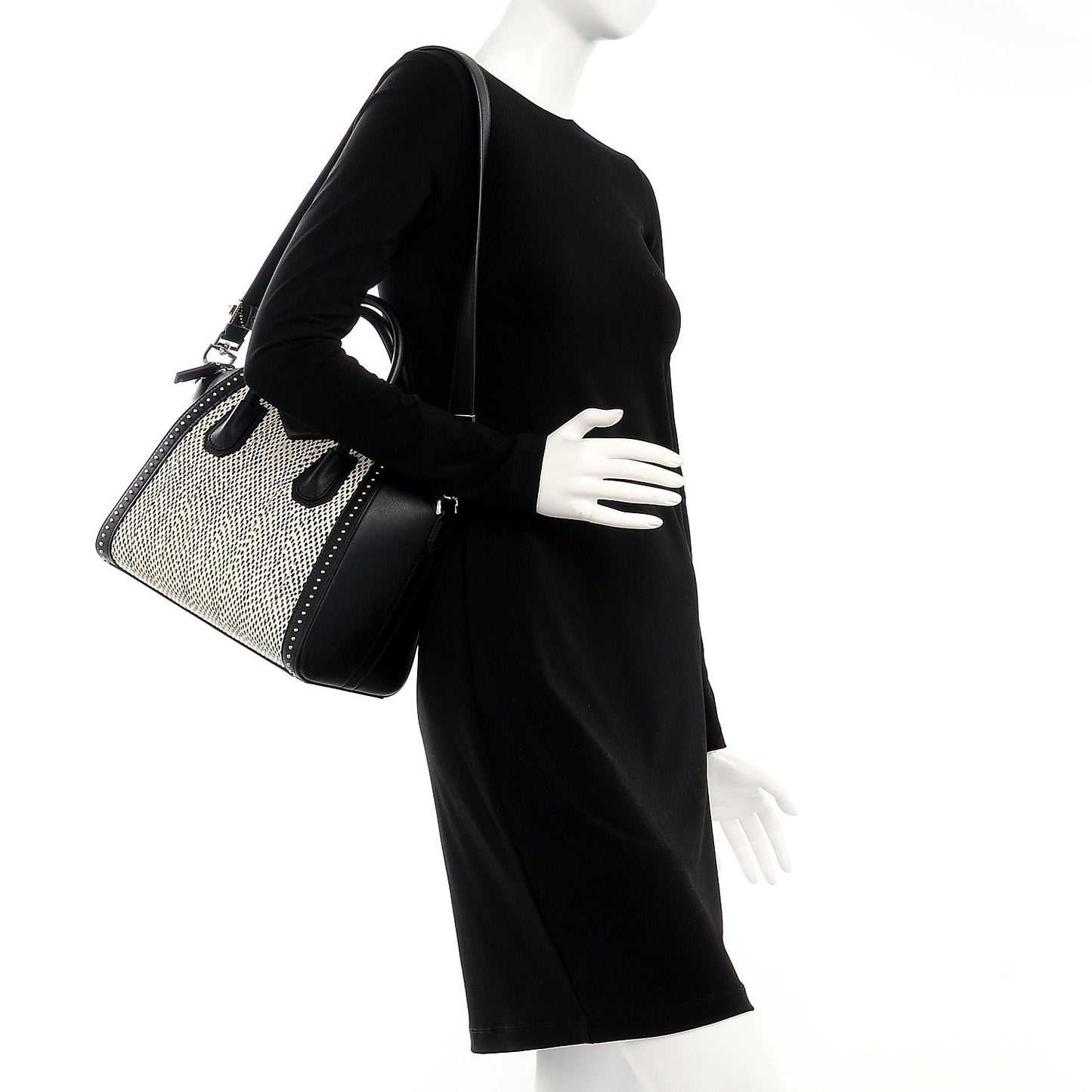 Elaphe Calfskin Small Studded Antigona Black
