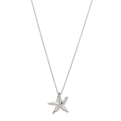 Tiffany Platinum Diamond 15mm Elsa Peretti Pave Starfish Pendant Necklace 1 of 5