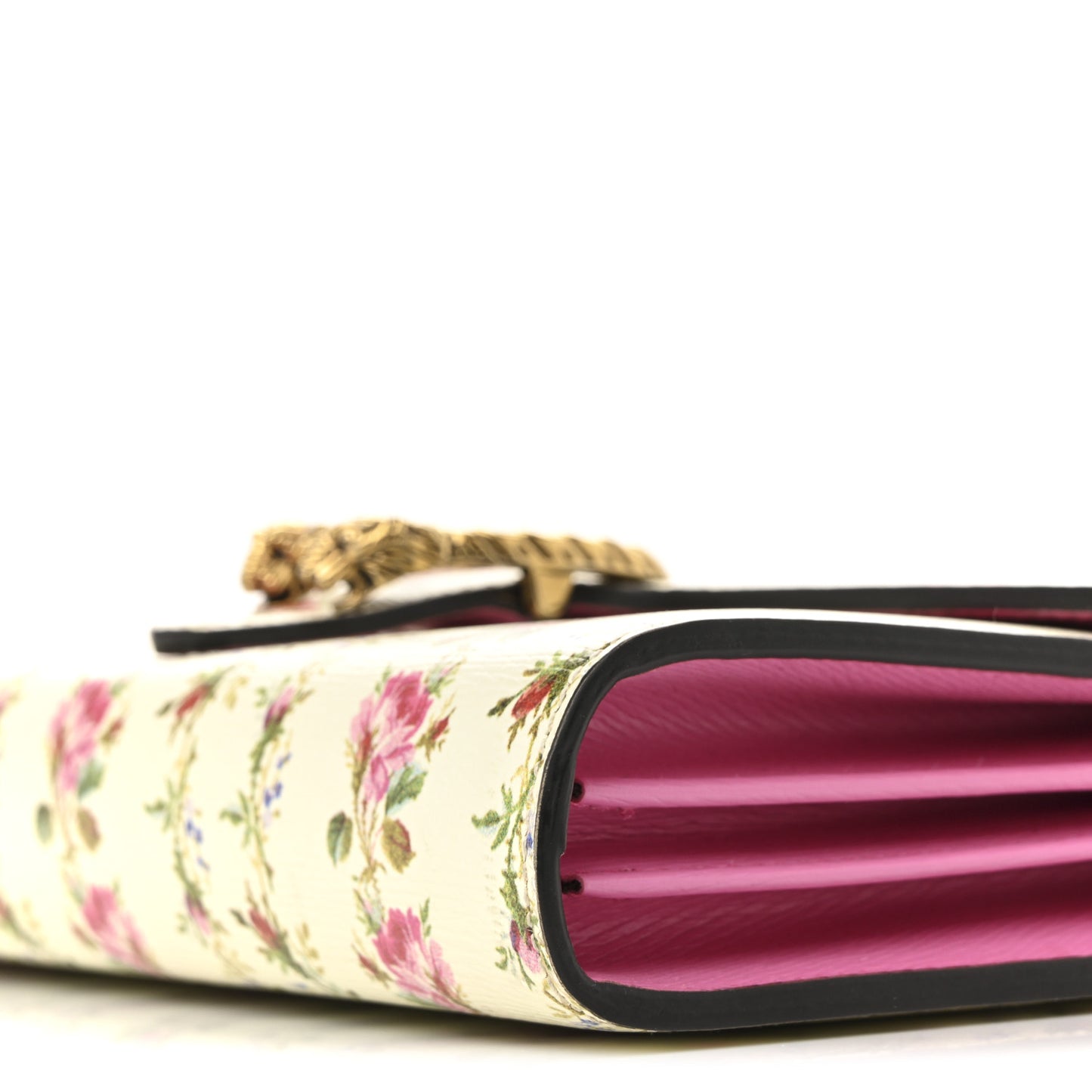 Calfskin Floral Print Mini Dionysus Chain Wallet Ivory Pink