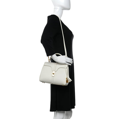 Celine Grained Calfskin Small 16 Top Handle Bag White 2 of 10