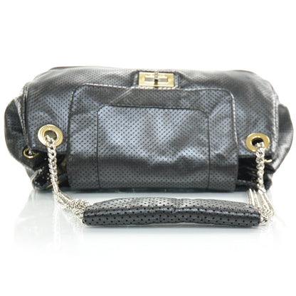 Chanel Metallic Calfskin Perforated Large Drill Accordion Flap Black 5 of 11