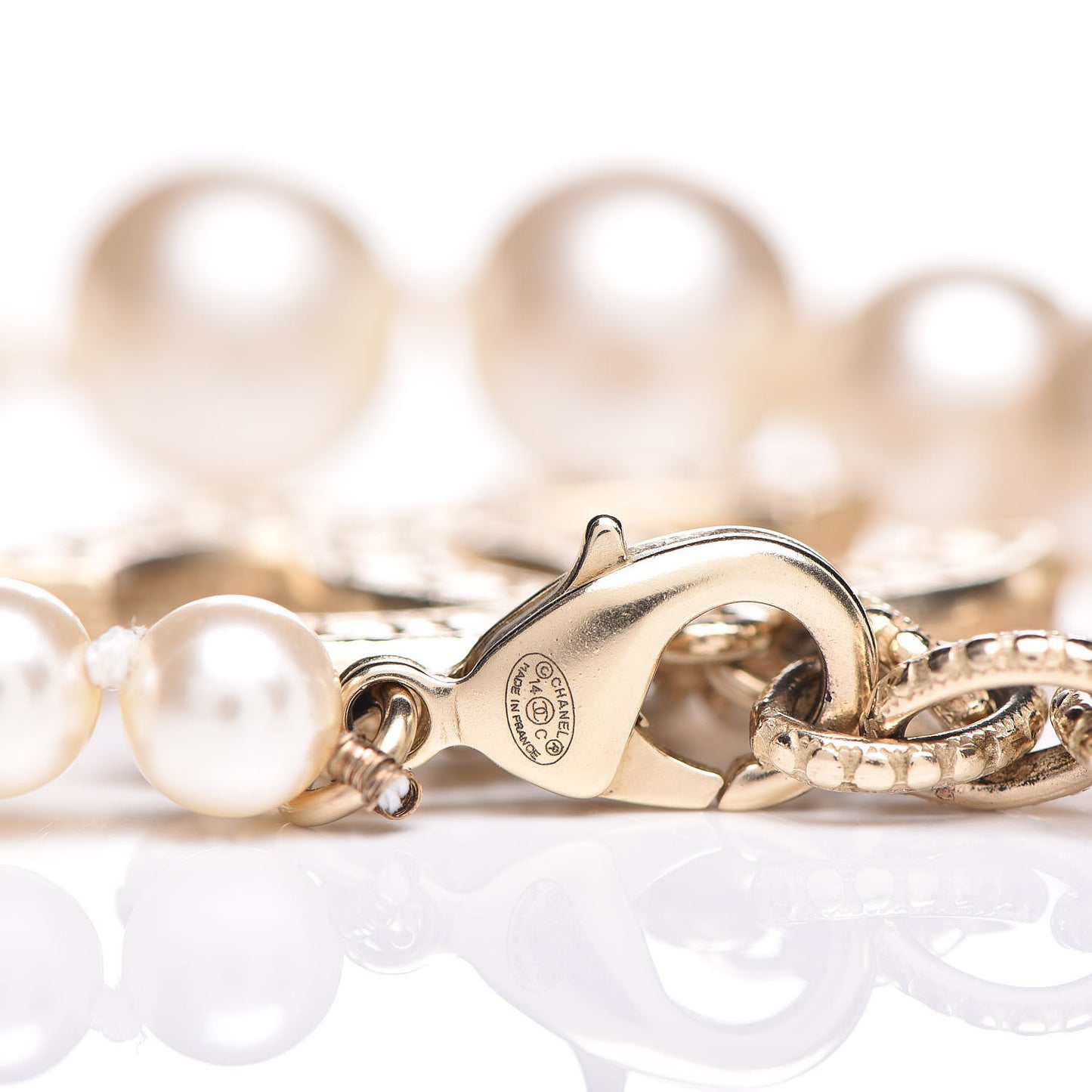 Pearl Crystal CC Bracelet Gold