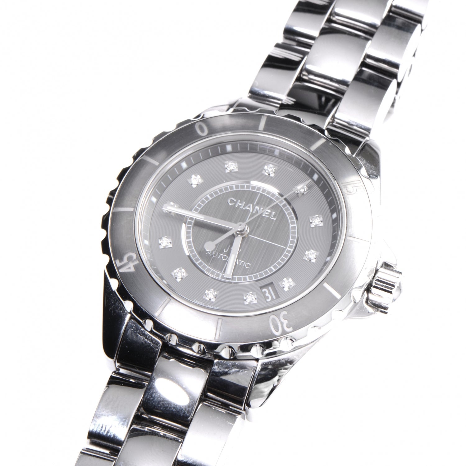 Chanel Titanium Ceramic Diamond 38mm J12 Automatic Watch 4 of 7
