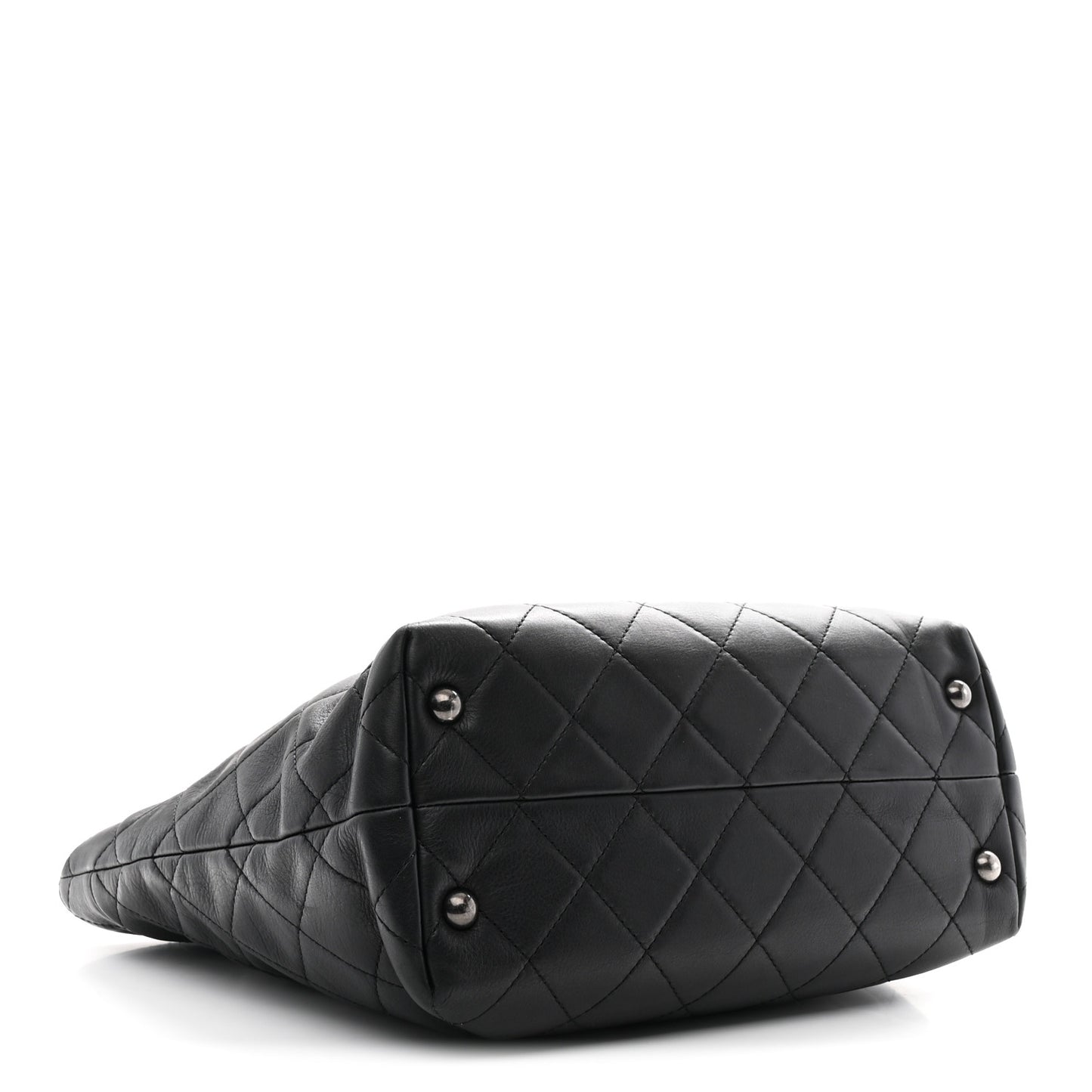 Calfskin Quilted Large Shopping In Chains Tote Black