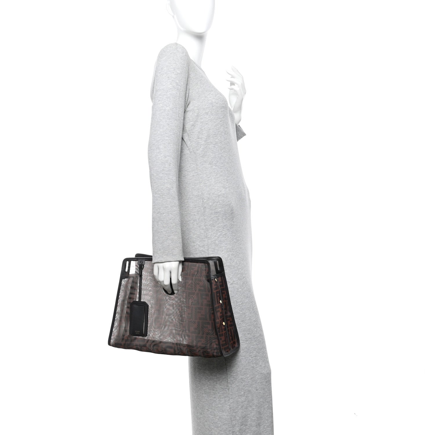 Fendi Mesh Vitello Century FF 1974 Medium Peekaboo Defender Cover Marrone Black Ebano 2 of 10
