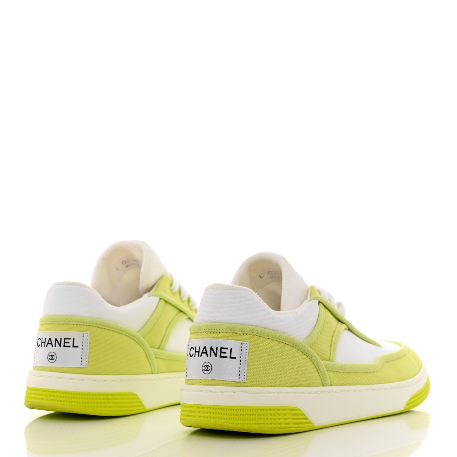 Chanel Fabric Womens Logo Sneakers 39.5 Green 4 of 10