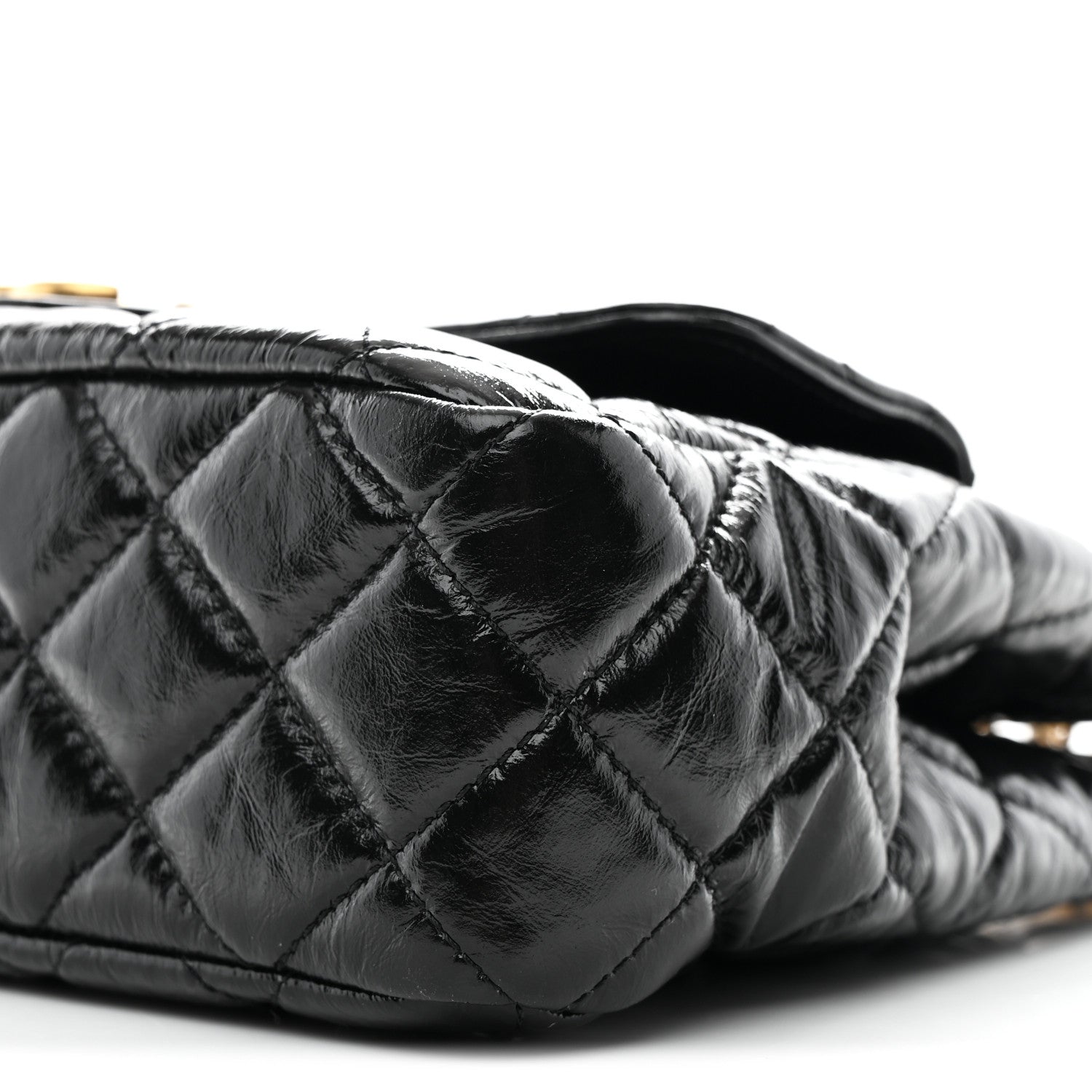 Chanel Shiny Crumpled Calfskin Quilted Wavy CC Hobo Black 10 of 11