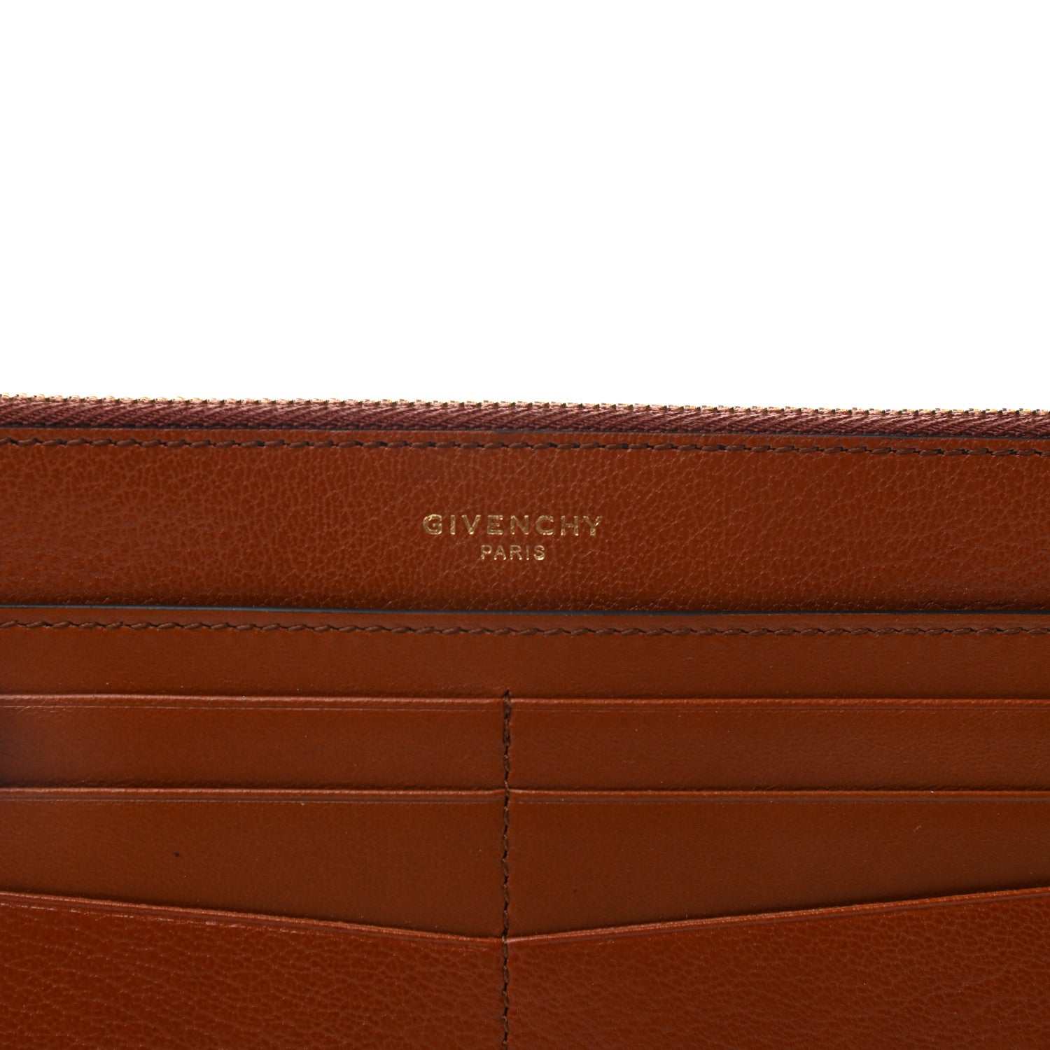 Givenchy Goatskin GV3 Wristlet Zip Card Holder Chestnut 6 of 7