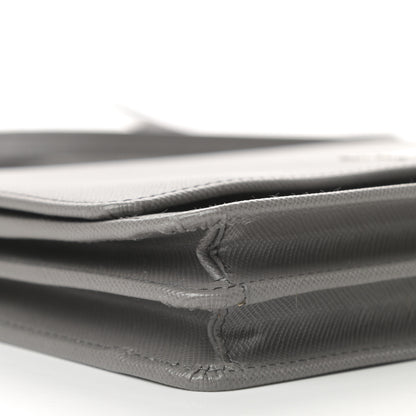 Prada Saffiano Metal Flap Wallet With Strap Marmo 6 of 13
