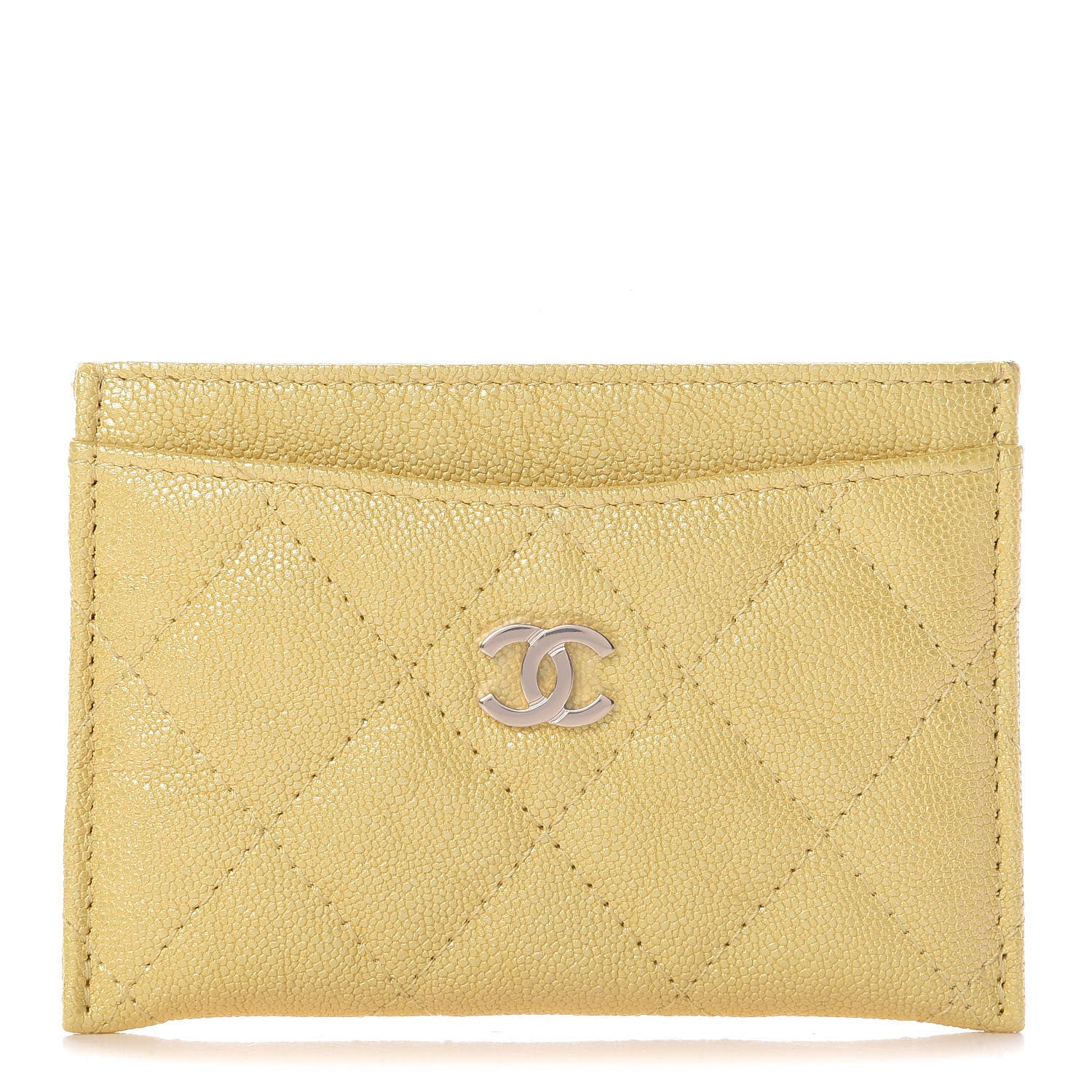 Chanel Iridescent Caviar Quilted Card Holder Yellow 1 of 9