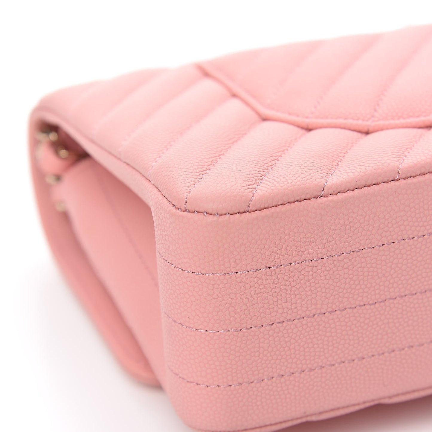 Caviar Chevron Quilted Medium Double Flap Pink